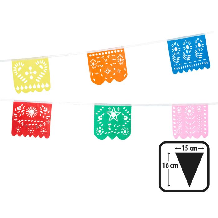 Multifarben mexikanische Fiesta Plastikgirlande - 6 m