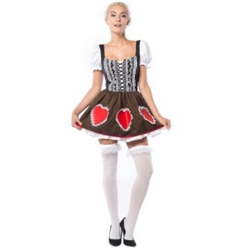 Oktoberfest Kleid mit roten Herzen heidi