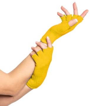 Fingerlose Handschuhe in Einheitsgröße für Frauen gelb