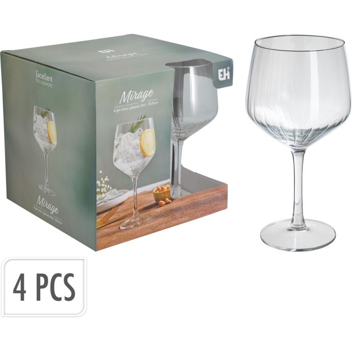Riffelnde Gin Tonic-Gläser, 4 stk., 61 cl