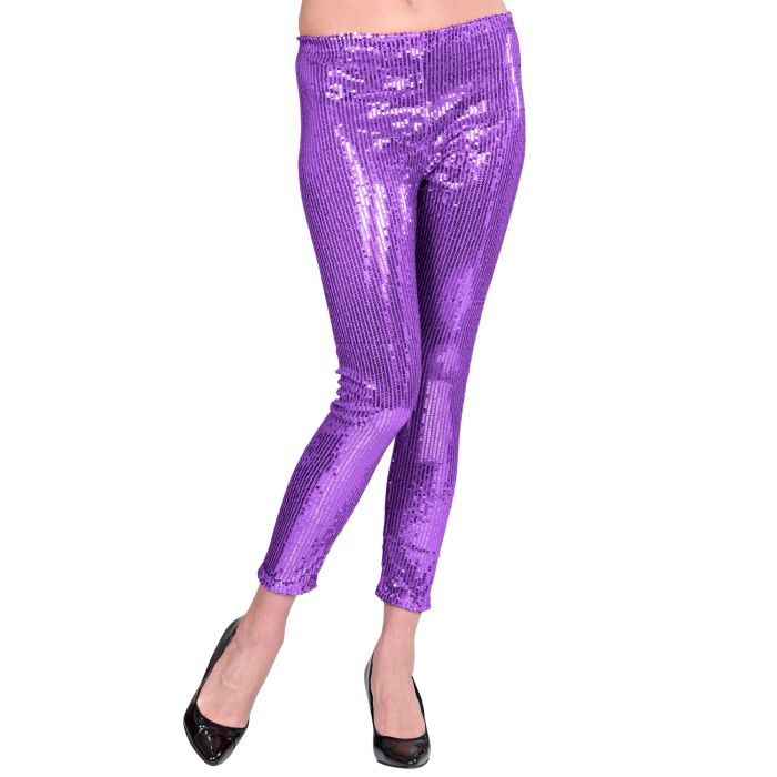 Lila Paillettenleggings für Disco und Silvester