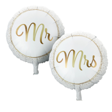 Mr. und Mrs. Folienballons Gold 14 cm - 2x
