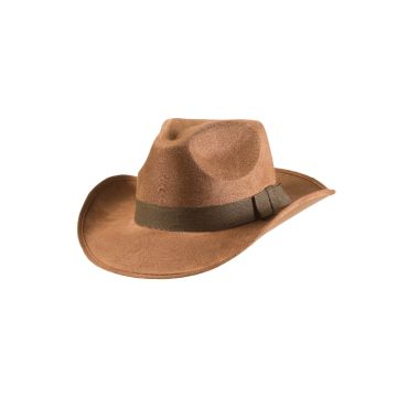 Cowboyhut braun mit Wildleder-Optik