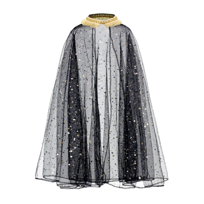 Glitzer Cape für Kinder Schwarz - 3-7 Jahre