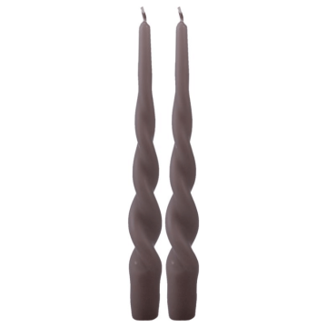 Geschwungene Stumpenkerzen dunkel Sand 2x - 24 cm