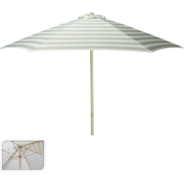 Großer Sonnenschirm, beige und cremefarben gestreift, Ø 230 cm