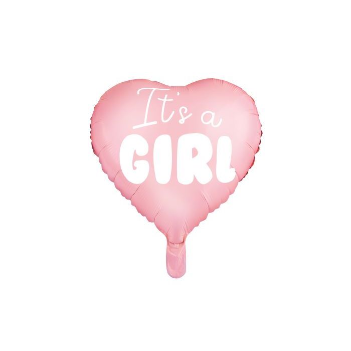 Rosa Baby Shower Herz Folienballon mit weißem Schriftzug - 45 cm