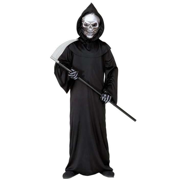 Sensenmann Kostüm mit Silbermaske für Jungen