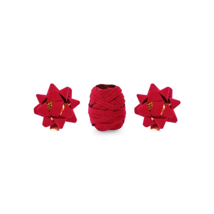 Geschenkverpackungsset Samtband rot 3x Mix