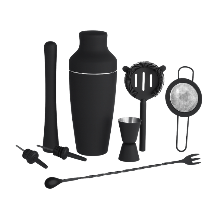 Shaker-Set mattschwarz - 8 Teile