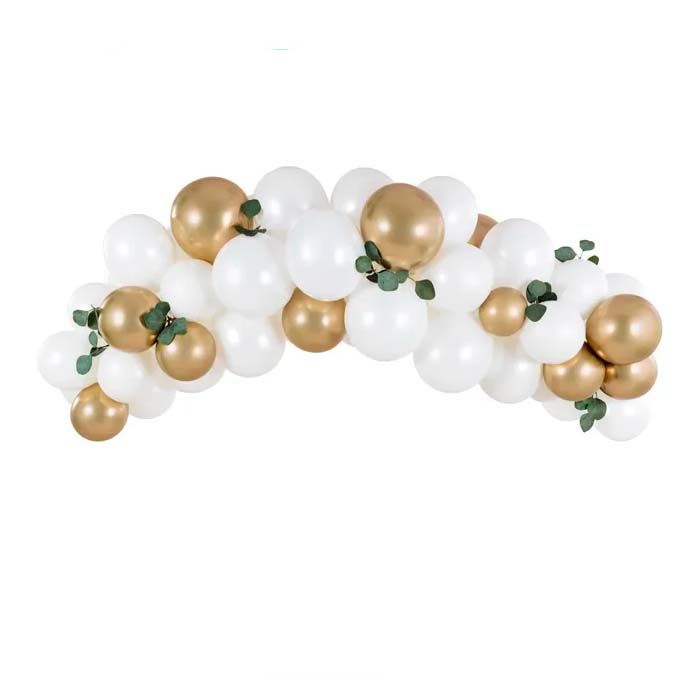 Ballongirlande in Weiß & Gold - 2 Meter