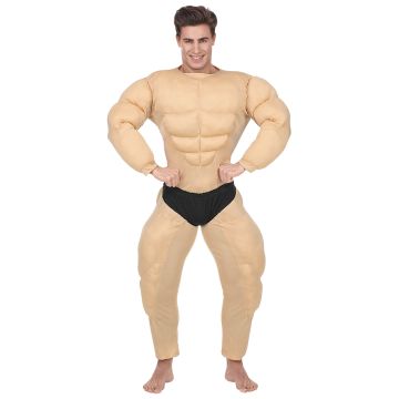 Lustiges Bodybuilder Kostüm in Beige
