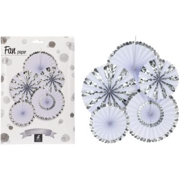 Papierfächer in Silber für Wanddeko, 5 stk
