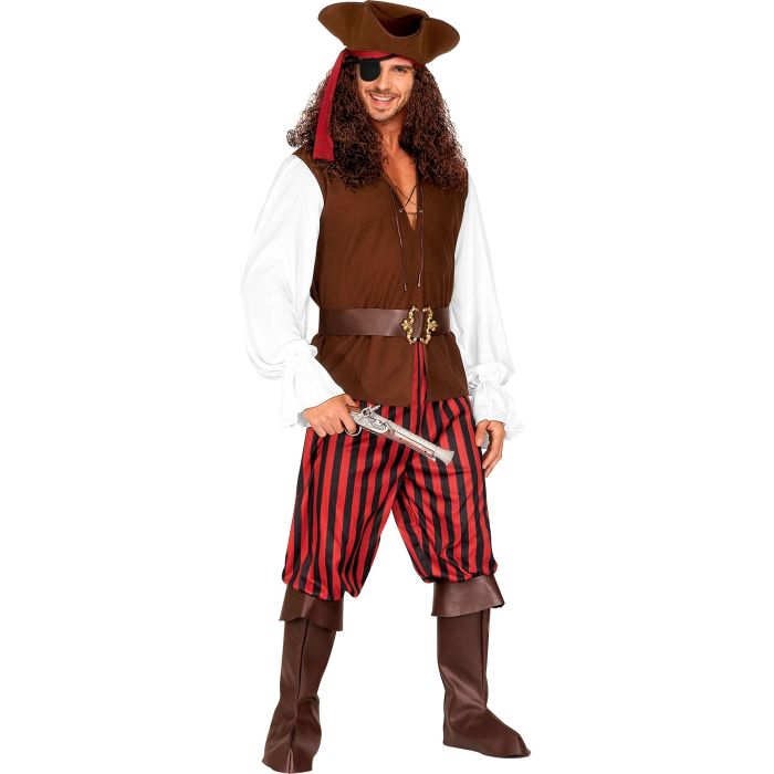 Piratenkostüm mit Hut und Augenklappe für Herren