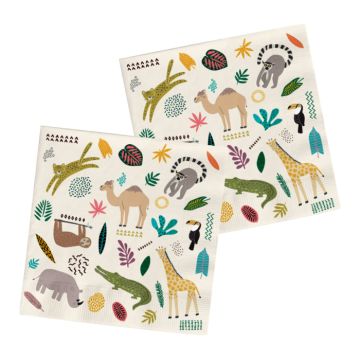 Servietten mit Zoo-Motiven 20x - 33x33 cm