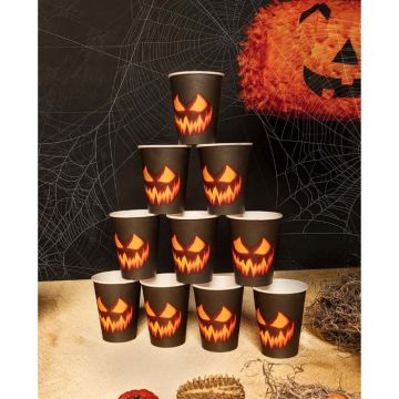Unheimliche Halloween Kürbis Pappbecher 10x - 210 ml