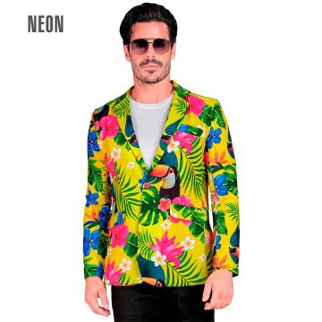 Gelbe Dschungeljacke mit tropischem Print