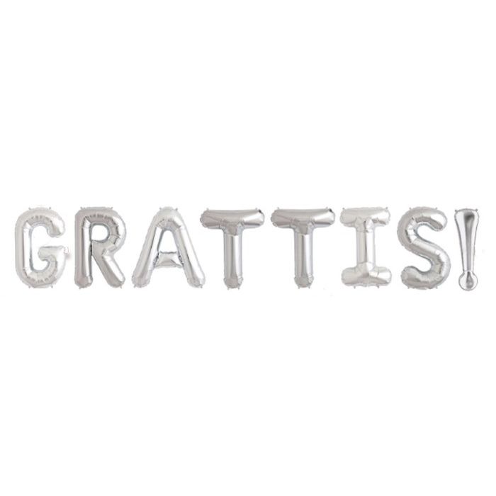 "GRATTIS!" Folienballons Silber - 40 cm