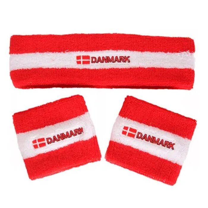 Schweißbandset Rot und weiß Dänemark 