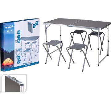 Campingtisch mit 4 Klappstühlen, 120 x 60 cm
