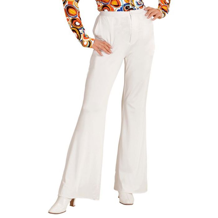 70er Damen Trompetenhose Weiß