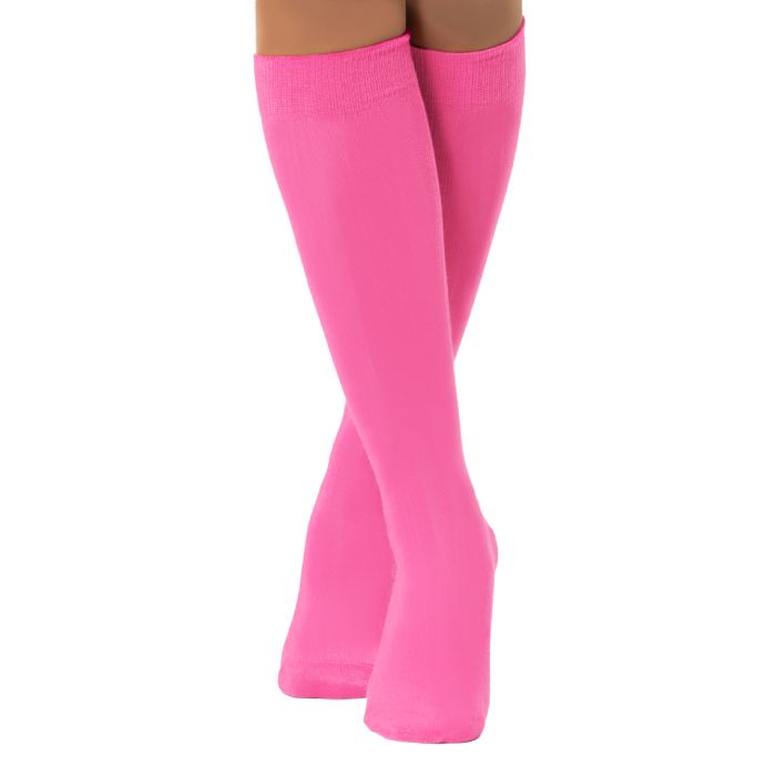 Knielange Socken für Frauen Einheitsgröße Neonpink