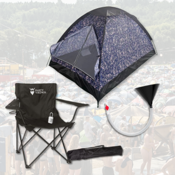 Festivalpaket 2 Personen Premium - FRIGG Zelt, Festivalstuhl usw.