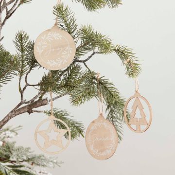 Hängende Weihnachtsbaumdekorationen aus Holz 4x - 9x8 cm