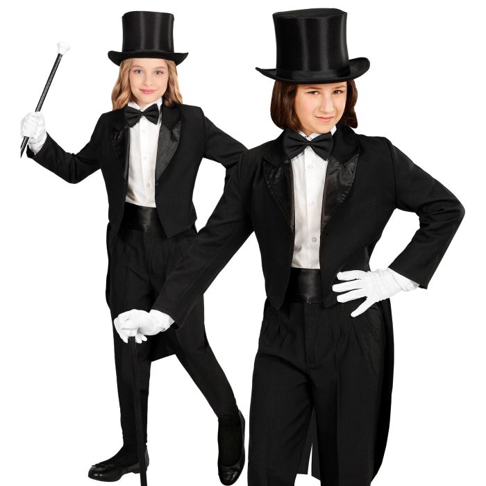 Schwarze Dressjacke für Kinder mit Satin-Kragen