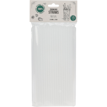 Wiederverwendbare Strohhalme in frostweiß 6x220mm - 50x