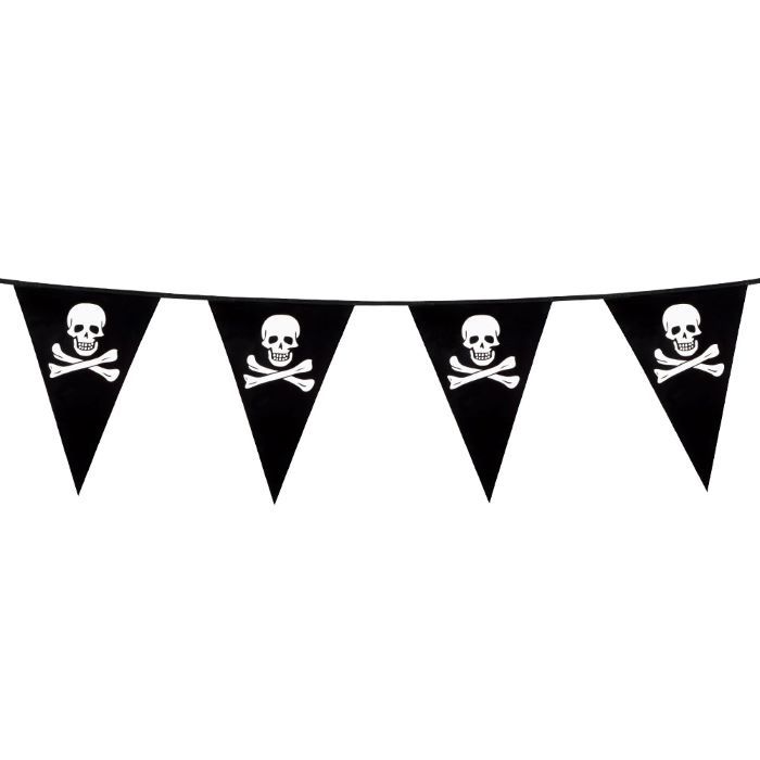 Piratenflaggen-Girlande mit Totenköpfen - 6 m