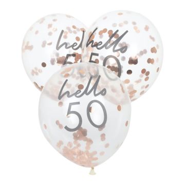 Hello 50 Roségold Ballons 5X - 30 cm