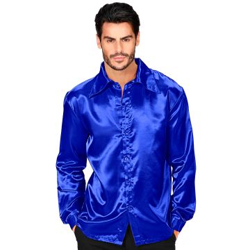 Satin Disco Hemd in Blau für Herren