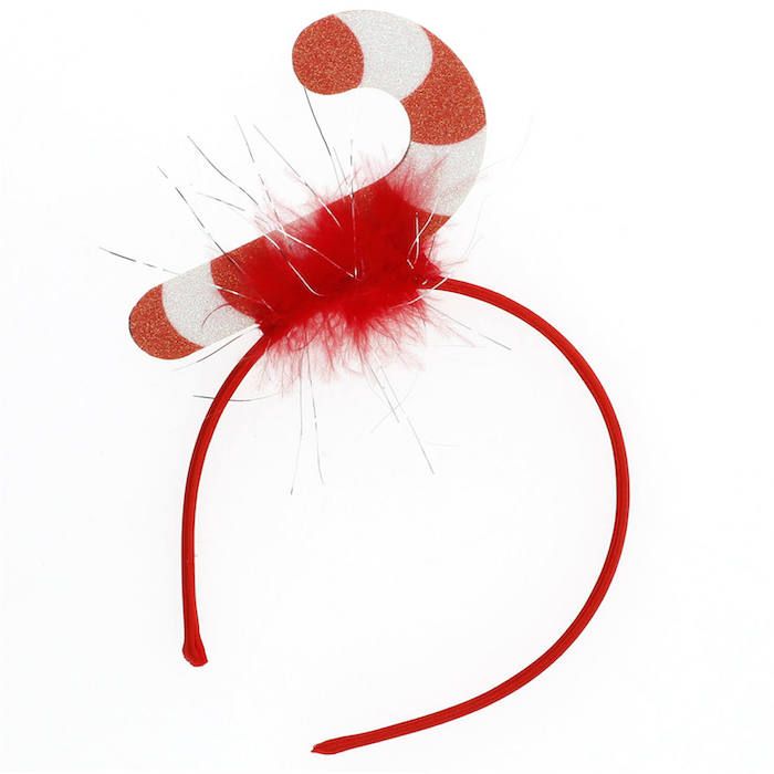 Roter Weihnachts-Haarreif mit Zuckerstängel