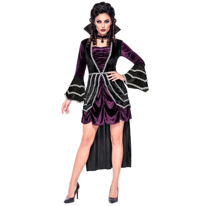 Gothic Vampirkleid für Damen mit Schleppe