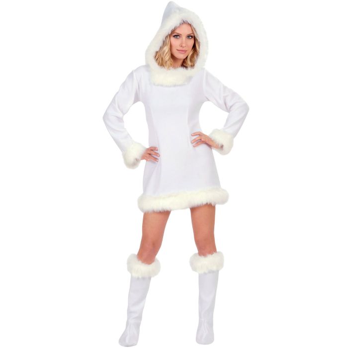 Eskimo Kostüm mit Kapuze und Stiefelüberzügen