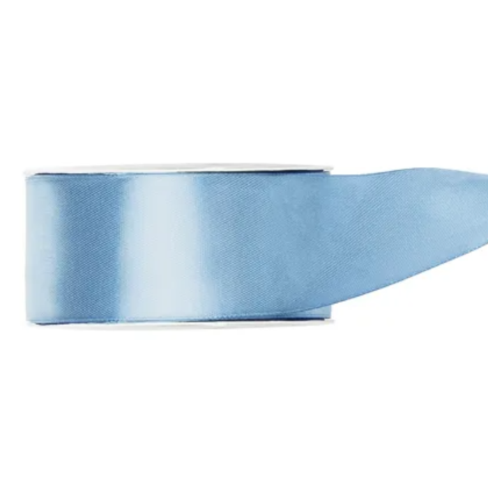 Misty blaues Satinband - 25 mm x 25 m
