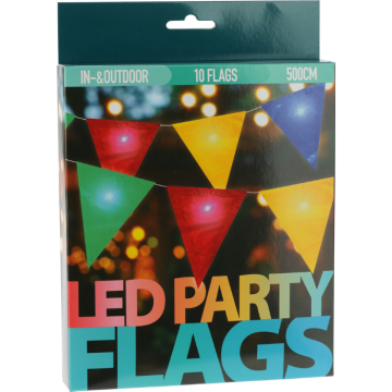 LED-Flaggenlichterkette m. 10 Flaggen - 5 Meter 