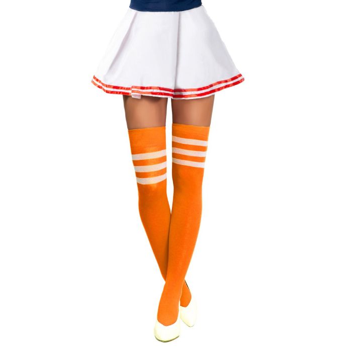 Cheerleader-Kniestrümpfe Einheitsgröße neonorange und weiß