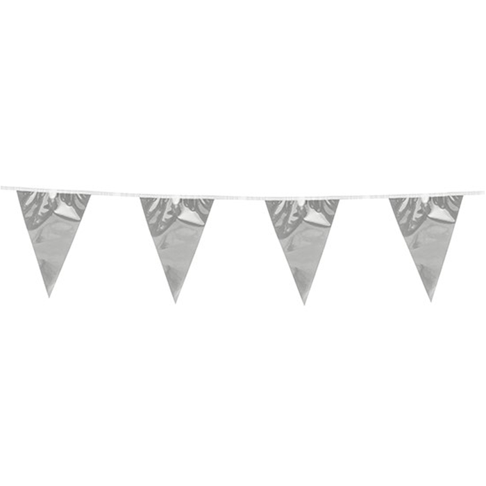 Silberne Metallic-Flagguirlande 20 x 30 cm - 10 m
