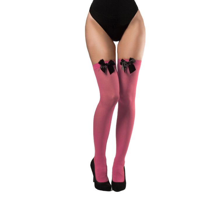 Strümpfe mit Schleife in Pink und Schwarz in Einheitsgröße für Frauen