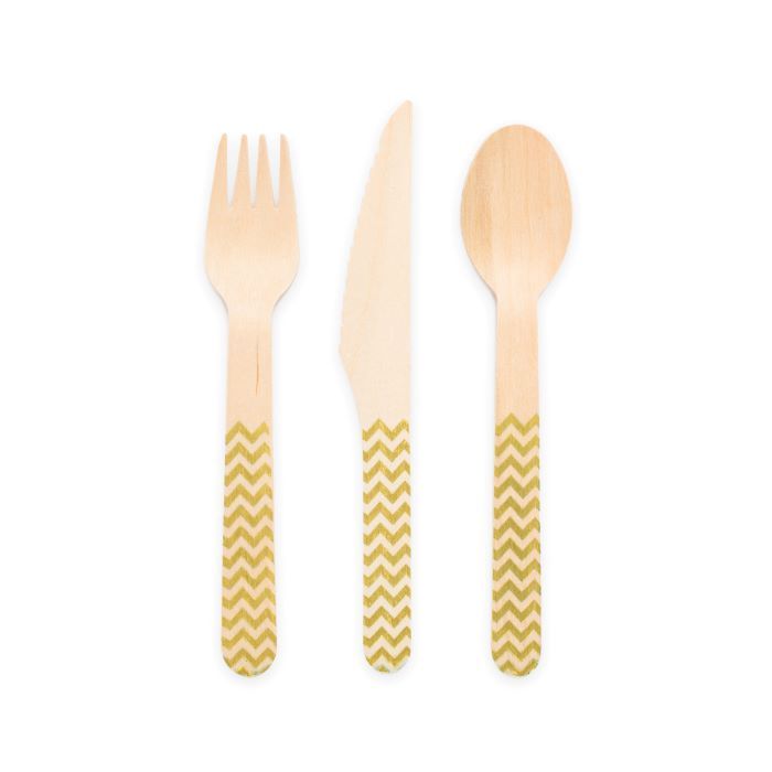 Holzbesteck goldmusteriert 18 Teile - 16 cm