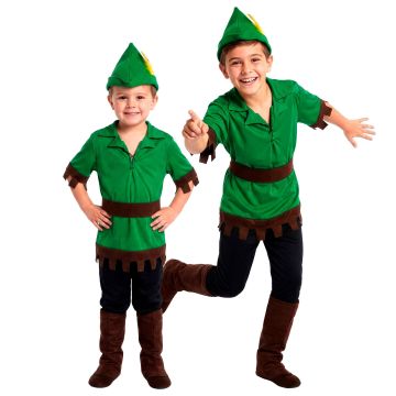Robin Hood Kostüm mit Stiefelüberziehern für Jungen