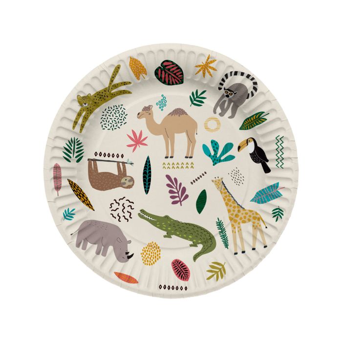 Pappgeschirr mit Zoo-Motiven 8x - 23 cm
