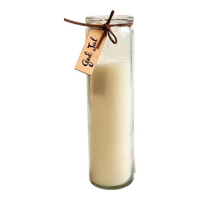 Kerze im Glas mit frohe Weihnachten Motiv weiß Die Alte Apotheke