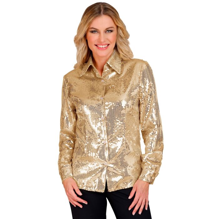 Paillettenhemd für Damen in Gold