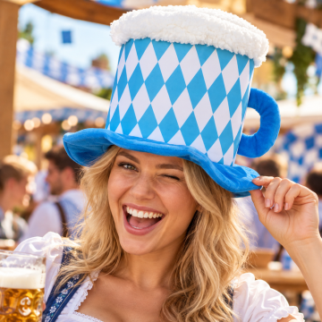 Oktoberfest Bierkrug Hut blau Einheitsgröße