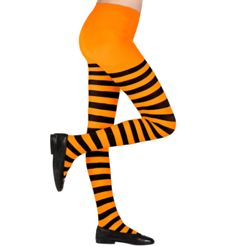 Orange/schwarz gestreifte Strumpfhosen für Kinder
