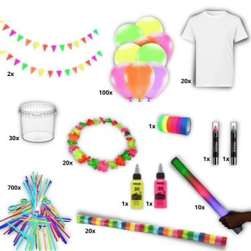 UV Neon Festpaket inkl. Farbe, Deko, T-Shirts mm