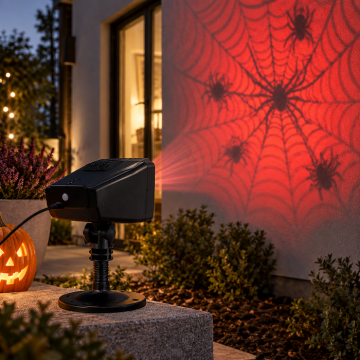 Halloween Projektor mit krabbelnder Spinne